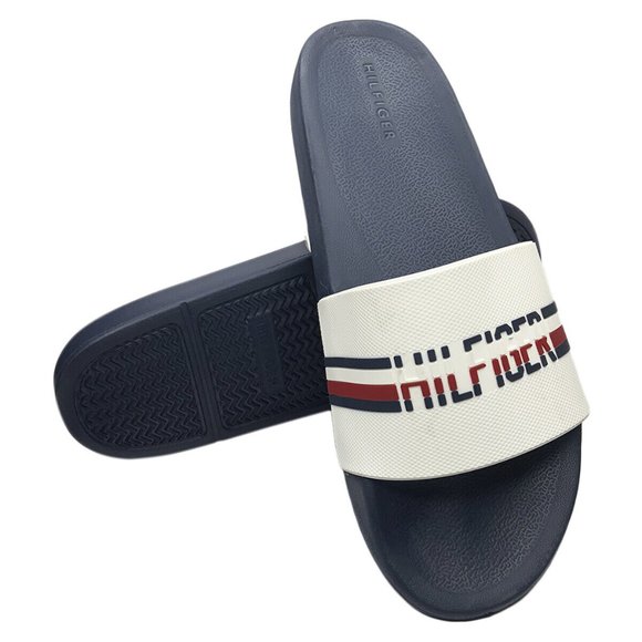 Tommy Hilfiger Other - NWT TOMMY HILFIGER AUTHENTIC MEN'S NAVY BLUE SLIP ON SLIDES SANDALS SIZE 12